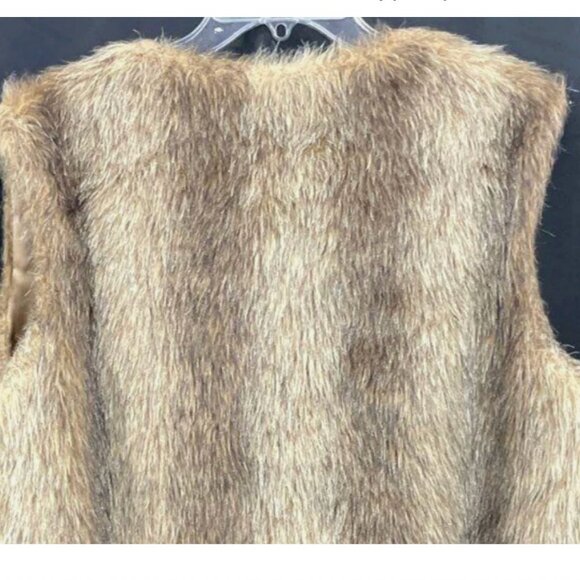 Vintage Cheyenne Faux Coyote Fur Vest Brown Tan Tie Front Oversized Women OS - Picture 6 of 11
